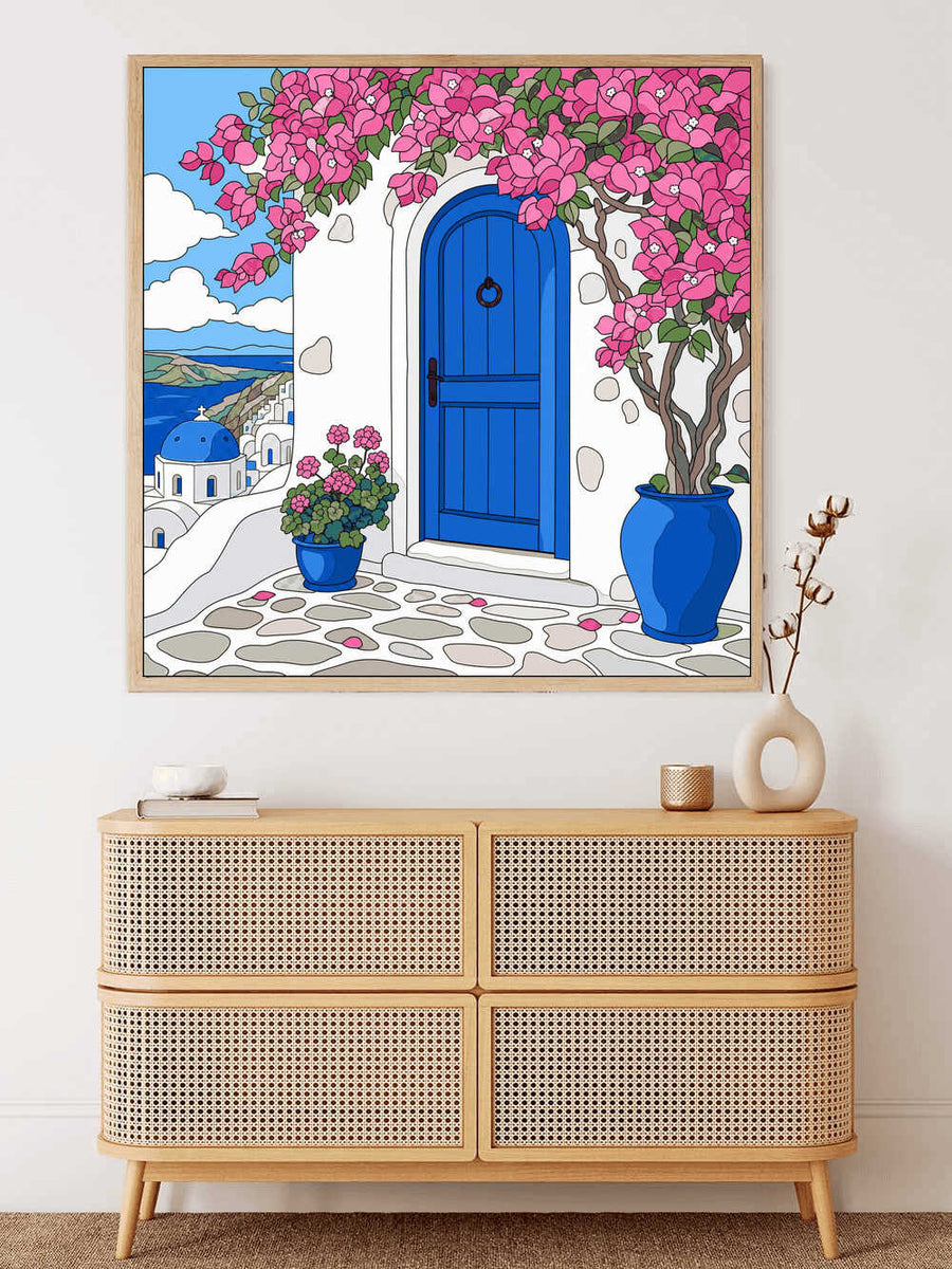 Malen nach Zahlen - Mediterranes Tageslicht – Sehnsucht nach Santorini