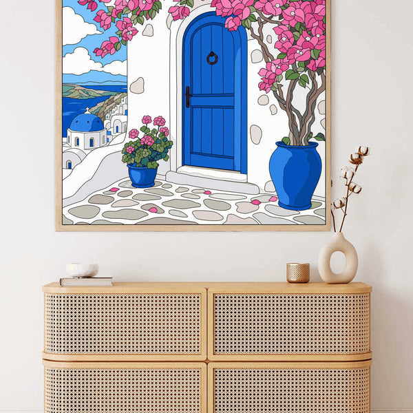 Malen nach Zahlen - Mediterranes Tageslicht – Sehnsucht nach Santorini
