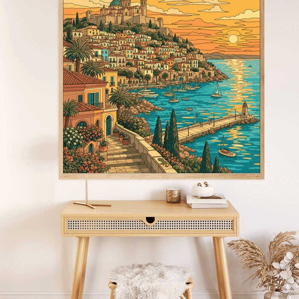 Malen nach Zahlen - Sonnenuntergang über dem mediterranen Paradies