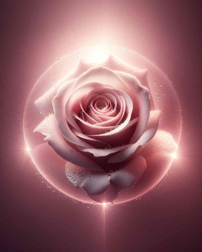 Malen nach Zahlen - Rosa Rose Wassertropfen