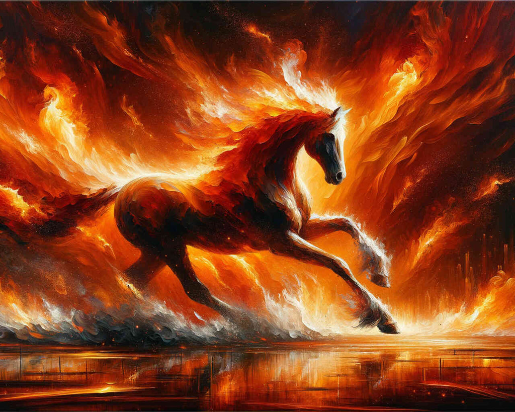 Pferd, Flammen – Malen nach Zahlen