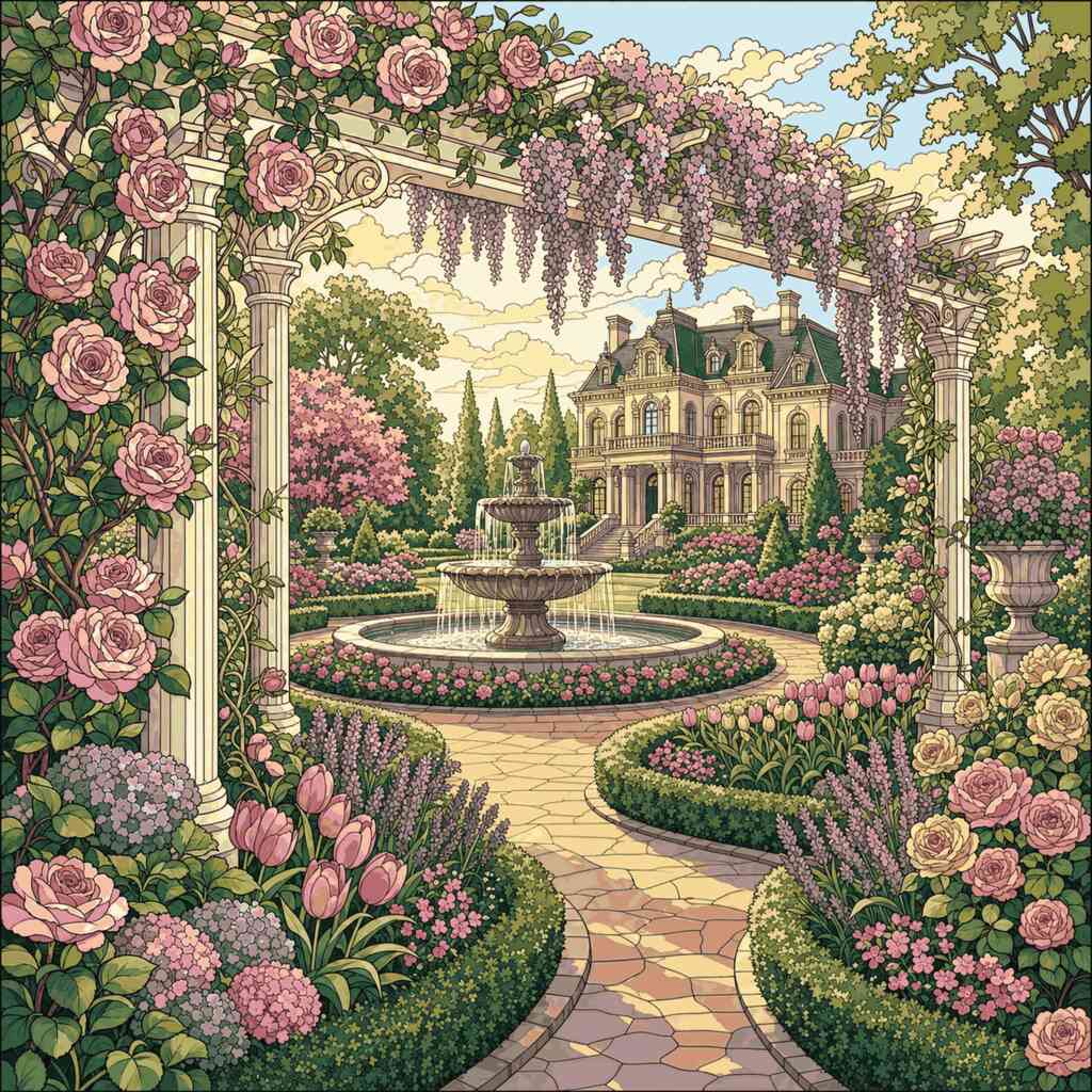 Malen nach Zahlen - Romantische Gartenidylle