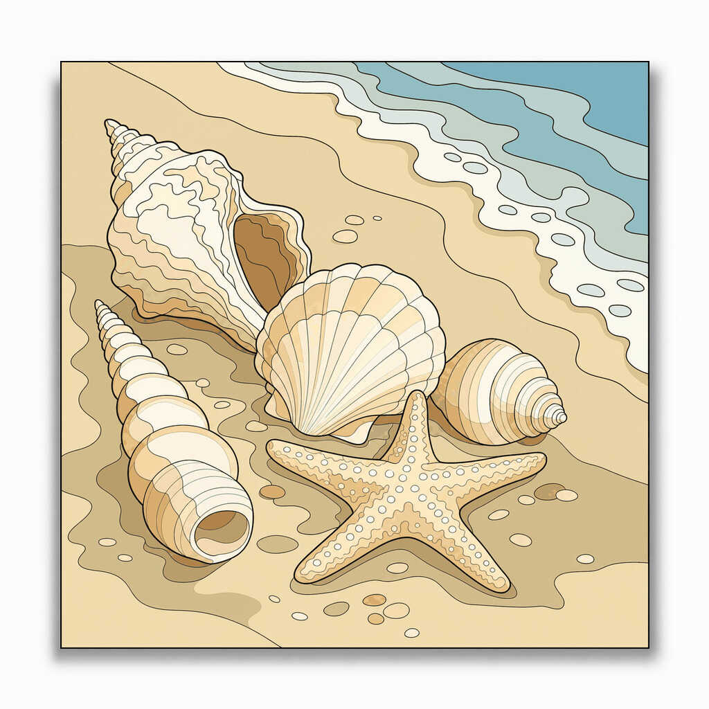 Malen nach Zahlen - Muschelgold – Ruhe am Meer