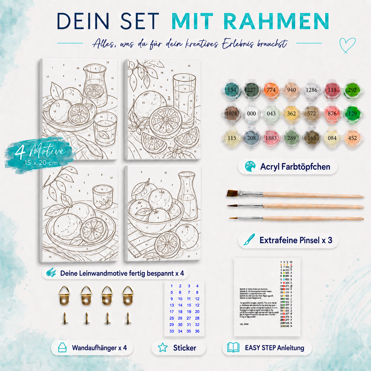 Blumenbücher 4er SET - Mini Malen nach Zahlen