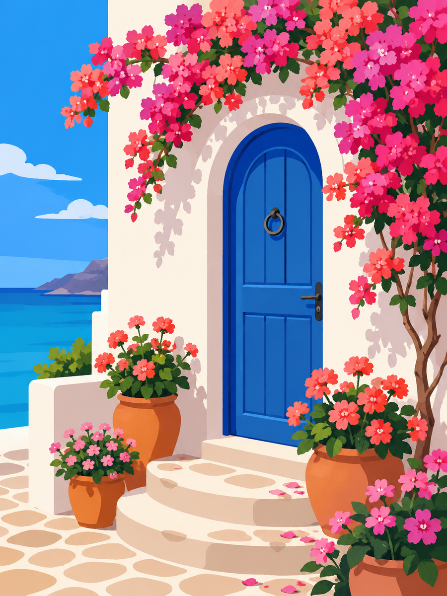 Santorini Dreams 4er SET - Mini Malen nach Zahlen