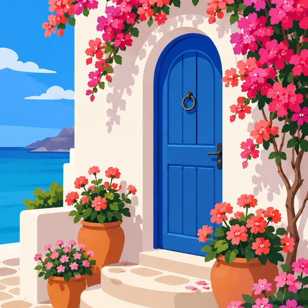 Santorini Dreams 4er SET - Mini Malen nach Zahlen