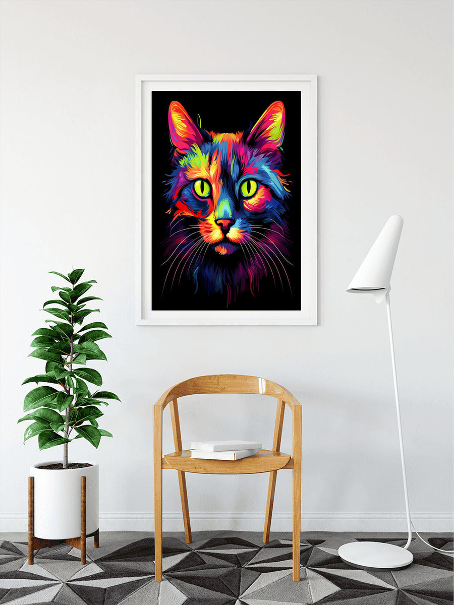 Katze von Vorne, Abstrakt - Malen nach Zahlen