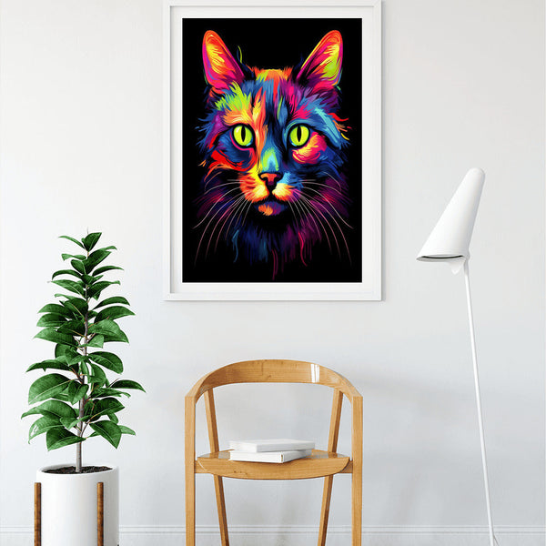 Katze von Vorne, Abstrakt - Malen nach Zahlen