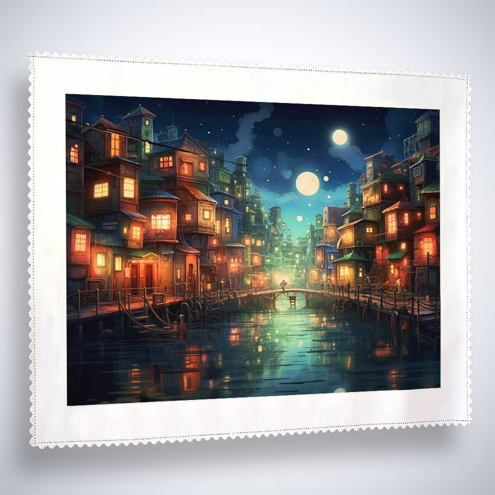 Stadt mit Lichterspielen - Malen nach Zahlen