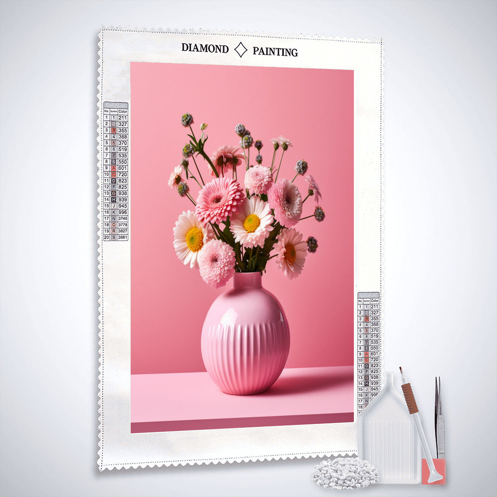 Blumenenvase, Rosa - Malen nach Zahlen