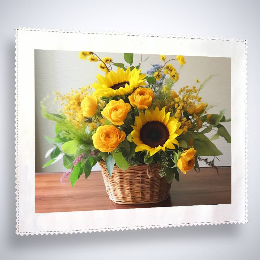 Sonnenblumen, Korb - Malen nach Zahlen