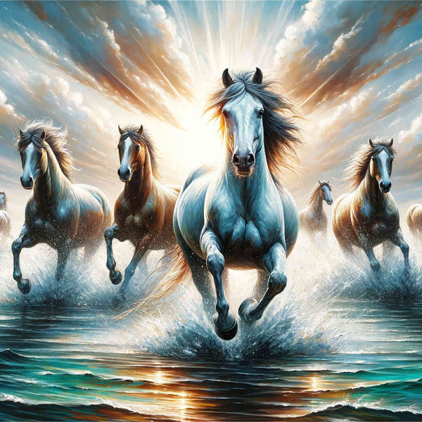 Pferde, Wasser - Malen nach Zahlen