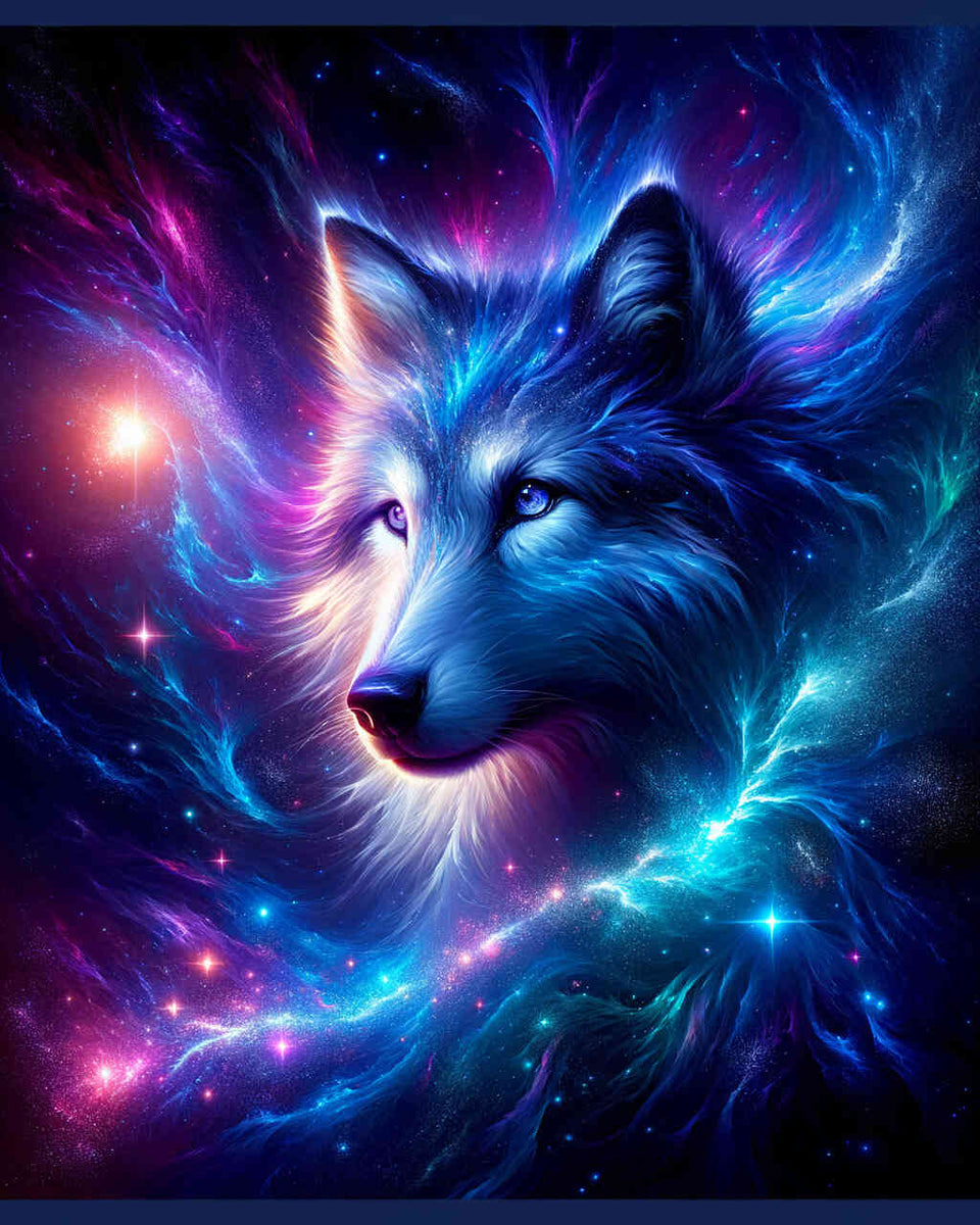 Malen nach Zahlen - Leuchtender Wolf