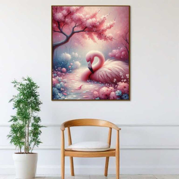 Flamingo mit Kirschbaum  – Malen nach Zahlen