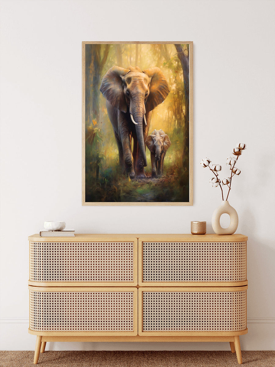 Elefant mit Kalb - Malen nach Zahlen