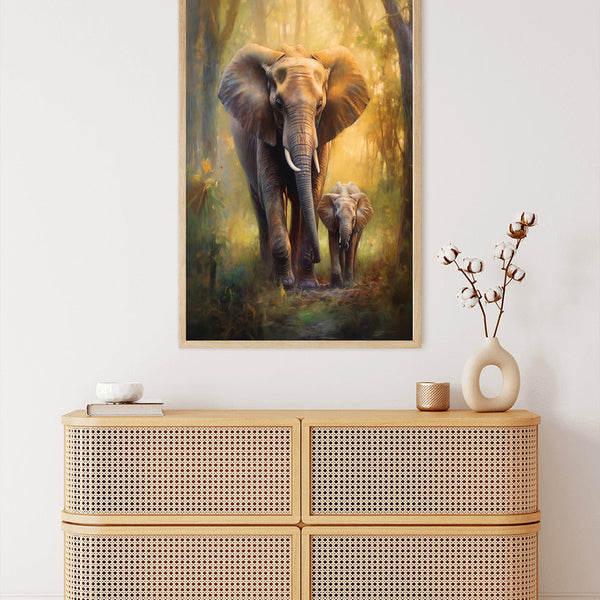 Elefant mit Kalb - Malen nach Zahlen