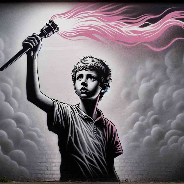Junge mit Fackel - Banksy