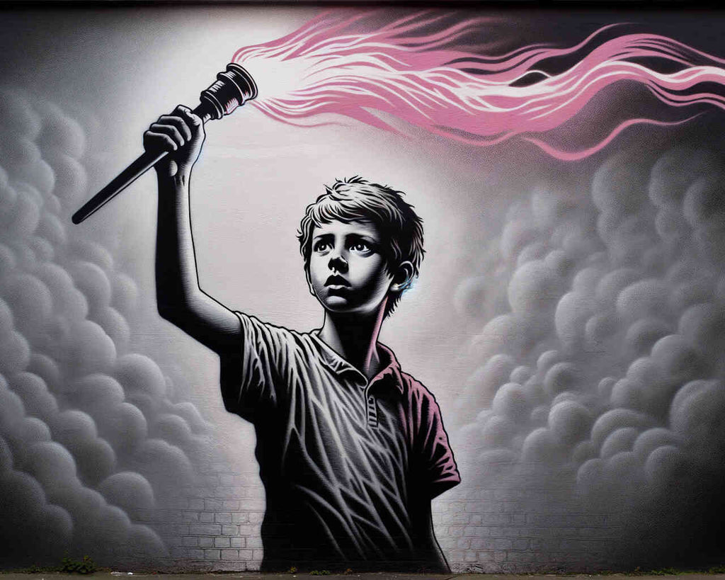 Junge mit Fackel - Banksy