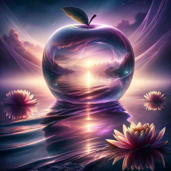 Malen nach Zahlen - Glas Apfel Seerosen im Meer