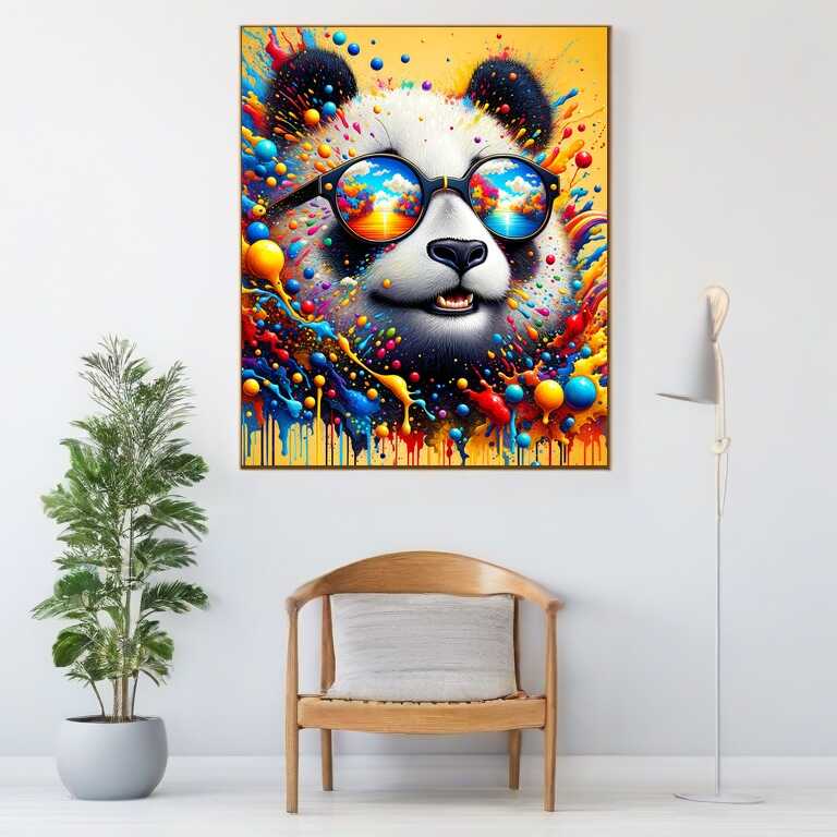 Panda mit Brille, bunt – Malen nach Zahlen