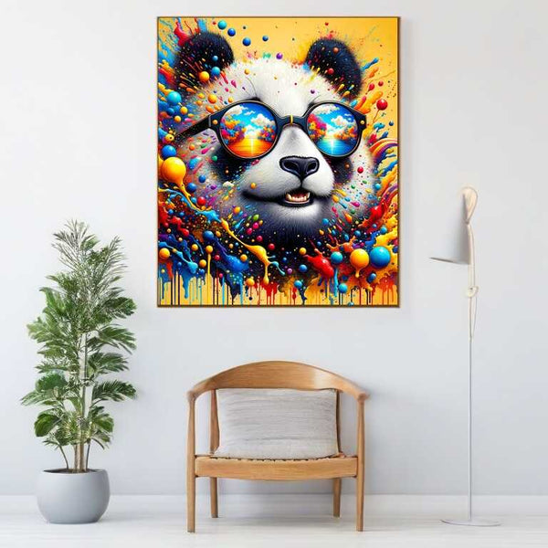 Panda mit Brille, bunt – Malen nach Zahlen