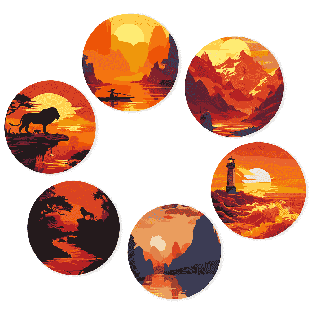 Untersetzer 6er Set, Modern - Malen nach Zahlen