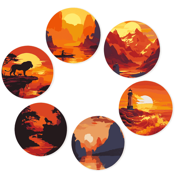 Untersetzer 6er Set, Modern - Malen nach Zahlen