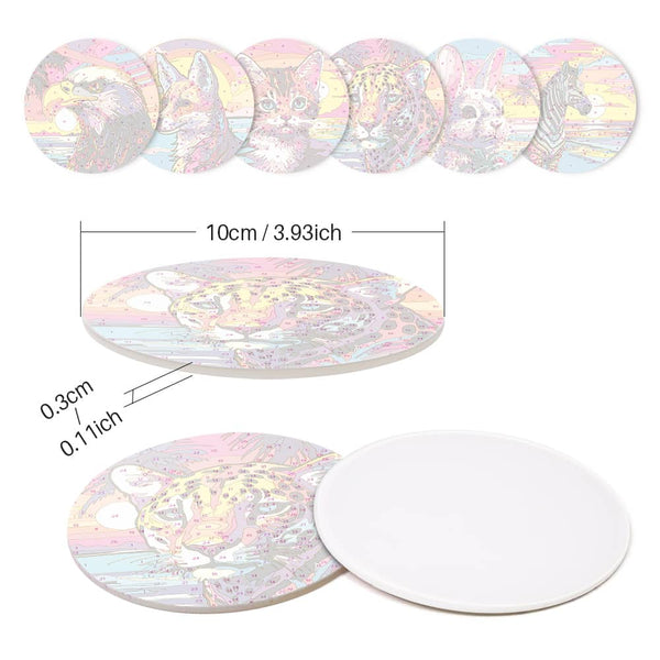 Untersetzer 6er Set, Tiere - Malen nach Zahlen