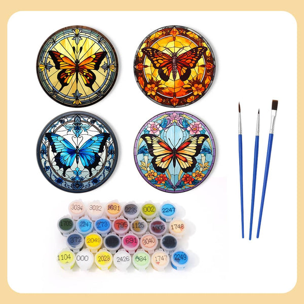 Untersetzer 4er Set, Comic- Malen nach Zahlen