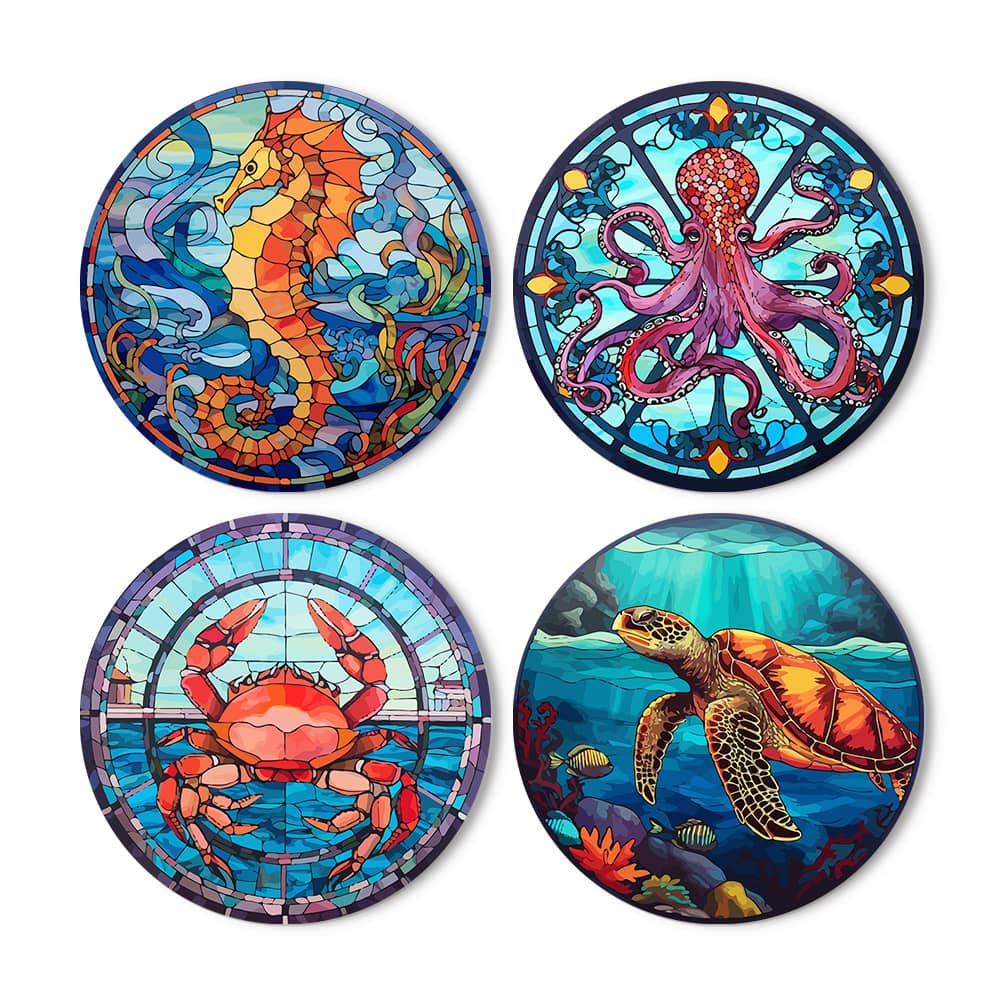 Tischset 4er Set, Meeresbewohner - Malen nach Zahlen
