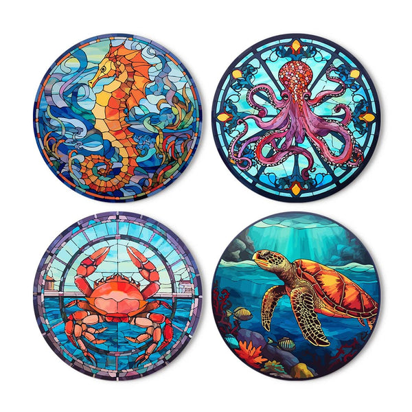 Tischset 4er Set, Meeresbewohner - Malen nach Zahlen