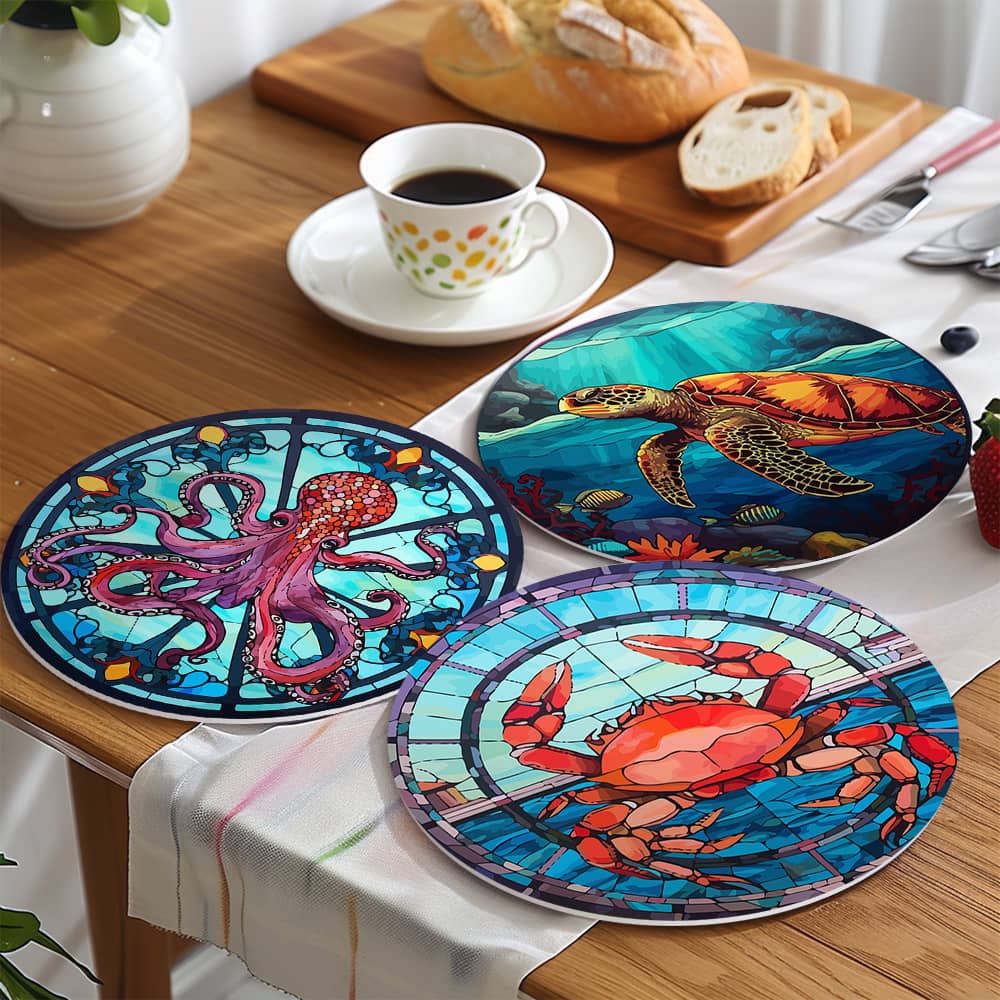 Tischset 4er Set, Meeresbewohner - Malen nach Zahlen
