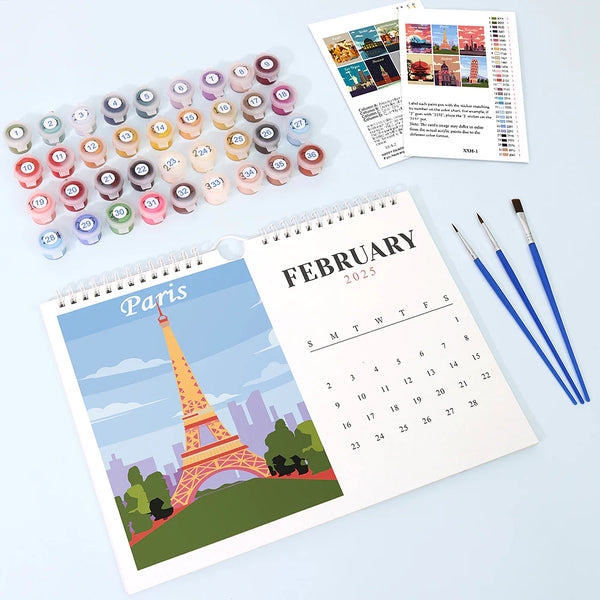 Kalender 2025 - Malen nach Zahlen - World Edition