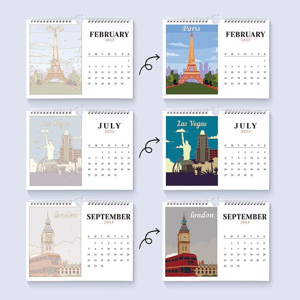Kalender 2025 - Malen nach Zahlen - World Edition