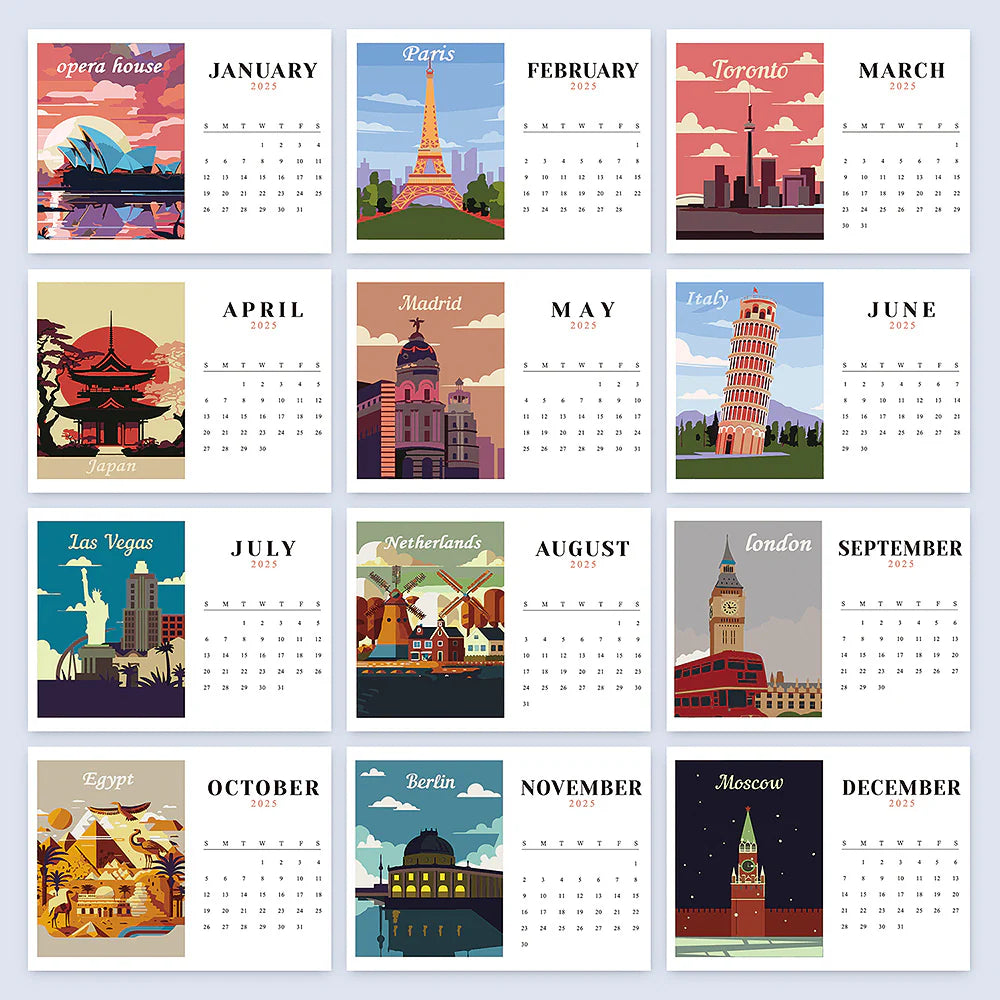 Kalender 2025 - Malen nach Zahlen - World Edition