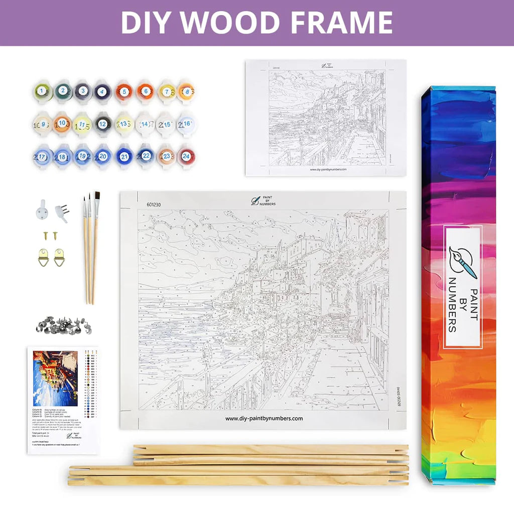 Malen nach Zahlen - Frau am Steg, Wasserschatten