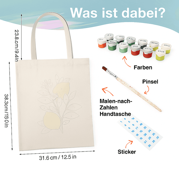 Stofftaschen, Früchte - Malen nach Zahlen