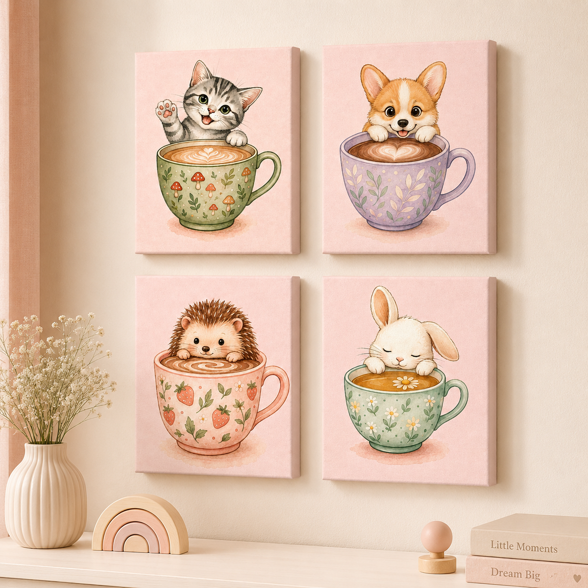 Kaffeefreunde 4er SET - Mini Malen nach Zahlen