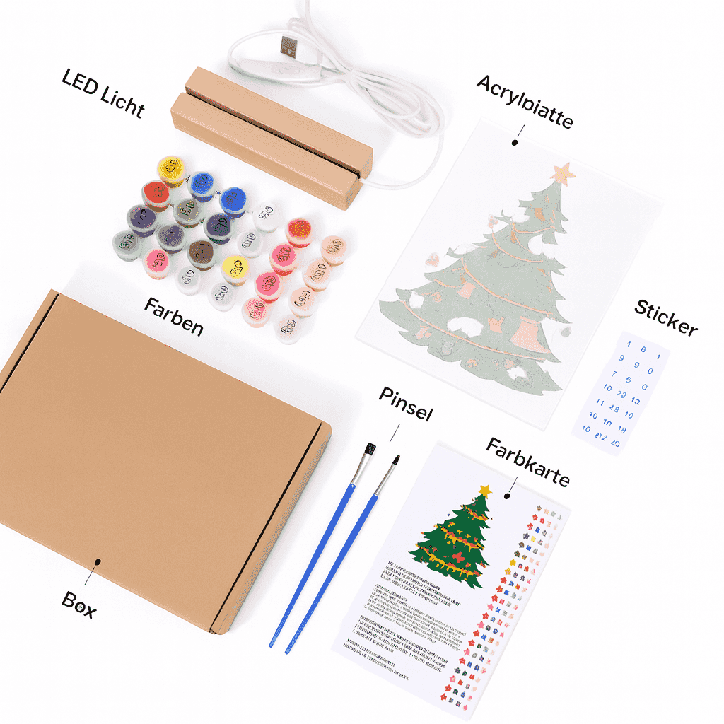 Tischlampe mit Weihnachtsmotiv - Malen nach Zahlen