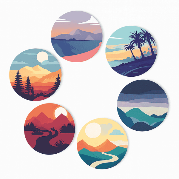 Untersetzer 6er Set, Modern - Malen nach Zahlen