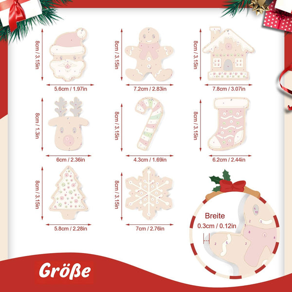 Weihnachtsanhänger Klassisch 8er Set - Malen nach Zahlen