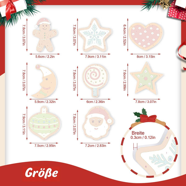 Weihnachtsanhänger Klassisch 8er Set - Malen nach Zahlen