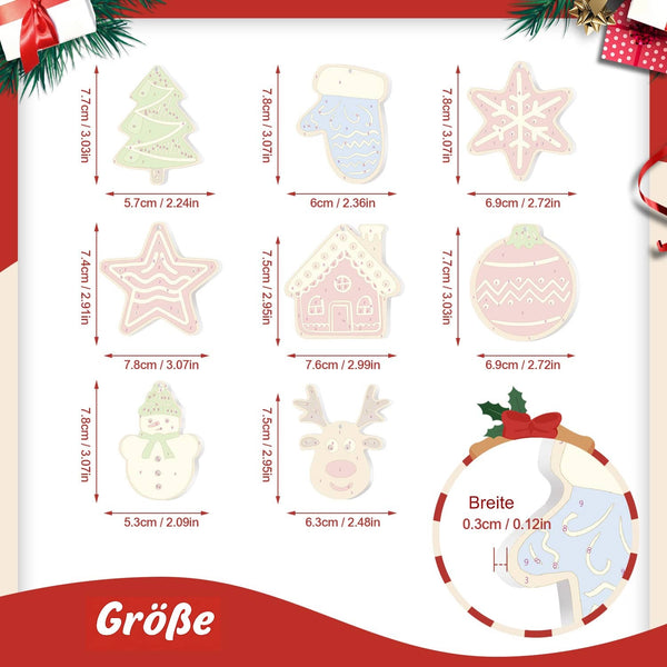 Weihnachtsanhänger Klassisch 8er Set - Malen nach Zahlen