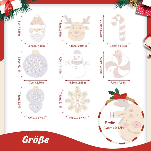 Weihnachtsanhänger Modern 8er Set - Malen nach Zahlen