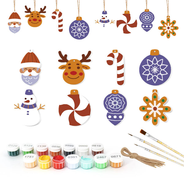 Weihnachtsanhänger Modern 8er Set - Malen nach Zahlen