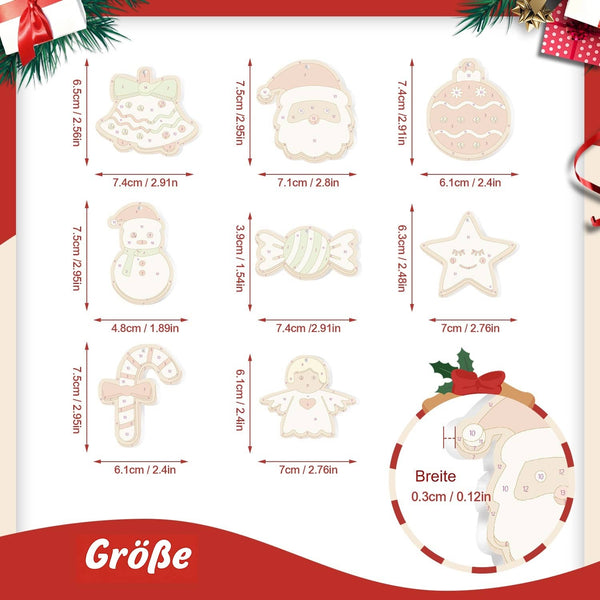 Weihnachtsanhänger Modern 8er Set - Malen nach Zahlen