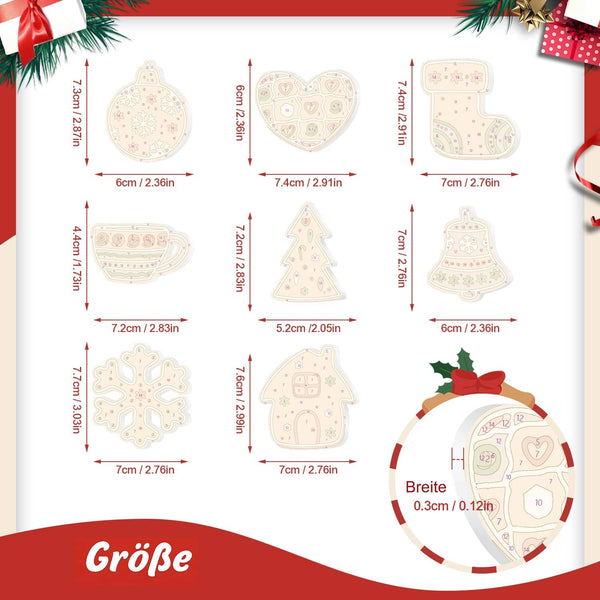 Weihnachtsanhänger Modern 8er Set - Malen nach Zahlen