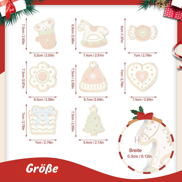 Weihnachtsanhänger Klassisch 8er Set - Malen nach Zahlen
