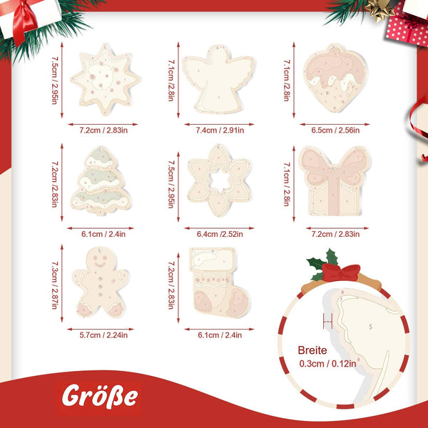 Weihnachtsanhänger Modern 8er Set - Malen nach Zahlen