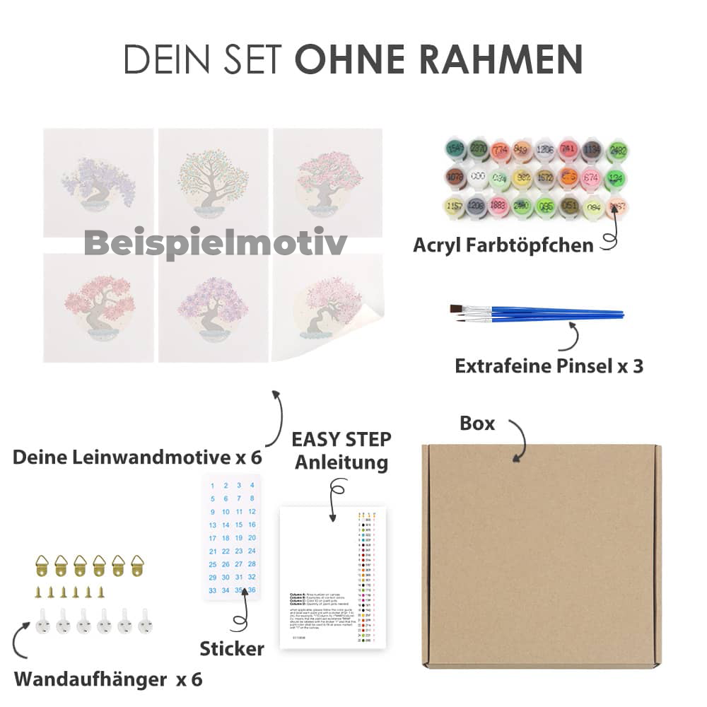 Rote Rosen 6er SET - Mini Malen nach Zahlen
